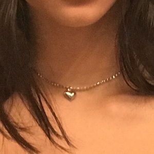 Brandy Melville silver rhinestone necklace w heart